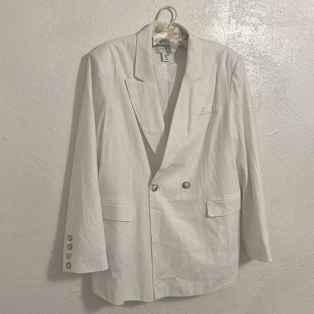 Halston White Linen Blazer